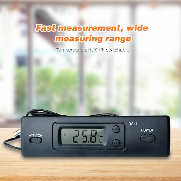 Termometer Mini Biltermometer Elektronisk Termometer med Tidsfunktion