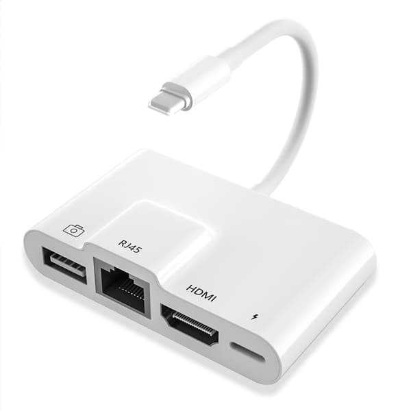 iPhone-HDMI-sovitin 4-in-1, Lightning Digital AV 1080p, 4K H