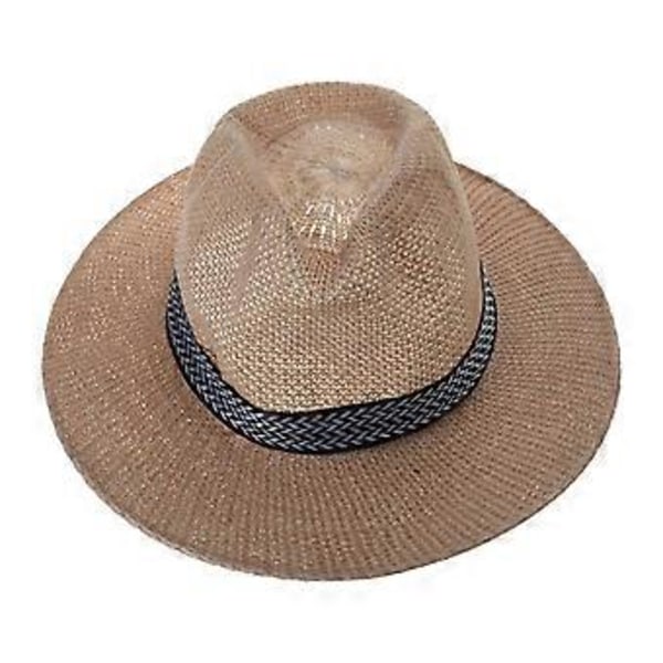 Solskærm Sommer Strand Cowboy Ranch Kasket Mesh Stråhat med Vindtæt Reb Solskærm Hat Udendørs ved Stranden Pool Park Beige Beige