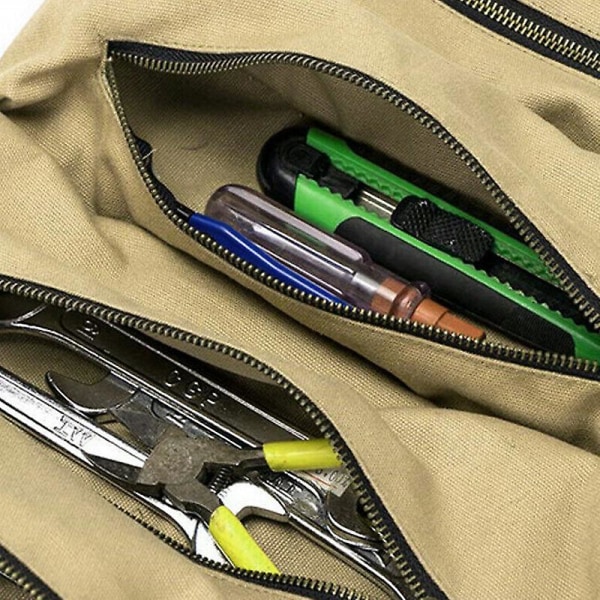 Multi Use Tool Roll Up Zip Bag Skiftnyckel Verktyg Påse Organizer 5 fickor