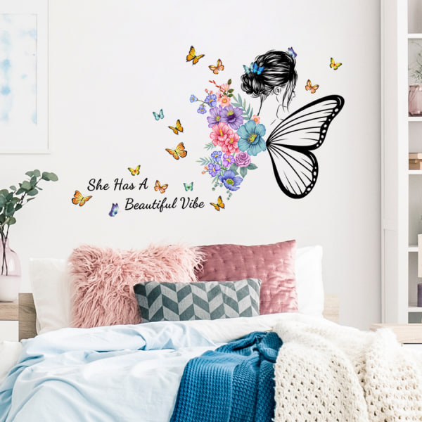 Pakke med 2 wallstickers sommerfugle blomster wallstickers