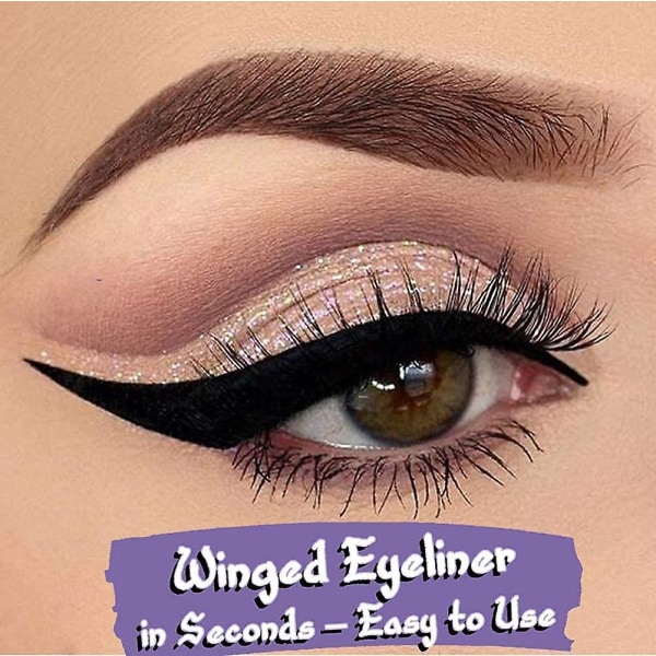 4-fargets vingede eyeliner-stempelsett, vingeformet vanntett eyeliner-stempelverktøy, blå, lilla, svart, brun