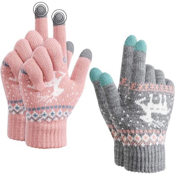 Vinter Strikkede Varme Handsker Unisex Touch Screen, Termisk Elastisk F