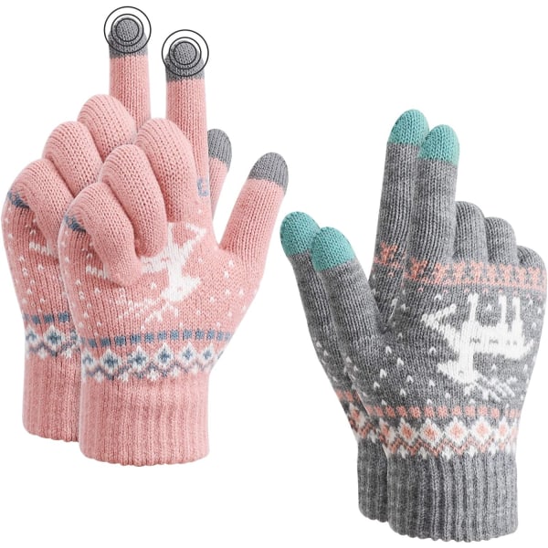 Vinterstrikkede varme handsker Unisex Touch Screen, termisk elastisk F