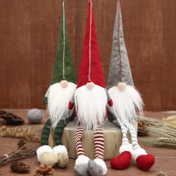 3 stk. julepyntefigurer i plys, julepynt GNOME plys swe