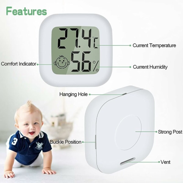 Mini LCD Digital inomhus termometer hygrometer 4 st termohygrometer komfortnivåindikator hög noggrannhet bärbar för vardagsrum lager barnrum skåp