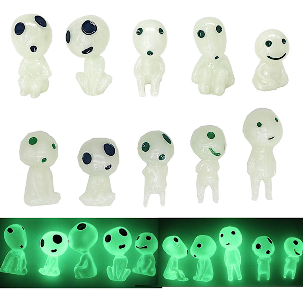 Glow In Dark Ghost Princess Luminous Tree Elf Micro Landscape Garden Decoration Ornament（Grön 10 st）