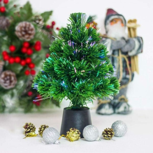 Mini julgran med USB-driven färgad fiberoptisk jul