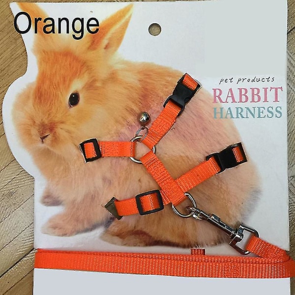 Sällskapsdjur Kanin mjuk sele koppel Justerbar kanin dragrep för löpning promenader (orange)
