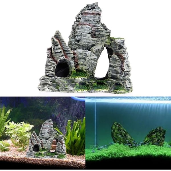 Se Akvarium Klippeformation Skjulested Træ Fisketank Ornament Dekoration