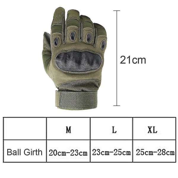 Taktiska handskar, Militärhandskar med pekskärm med hård knoge För Jakt Skytte Vandring Airsoft Camping Paintball Army Training（XL Military Green）