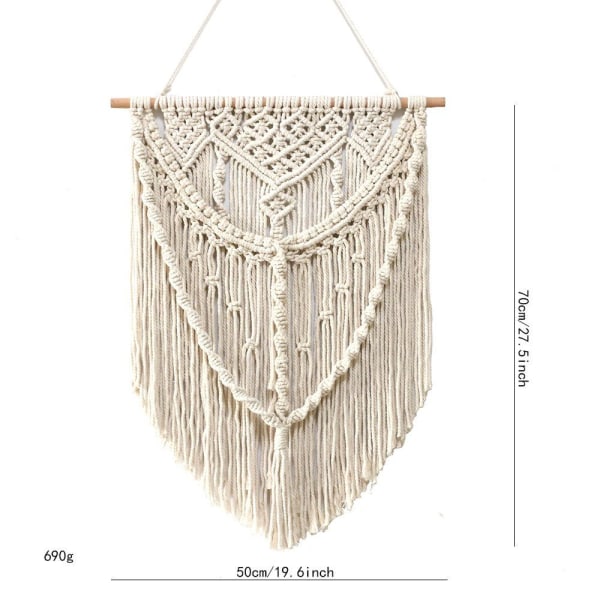 Gobelíni makramé nástěnná dekorace, výška: 700 mm, ručně vyráběná, boho styl