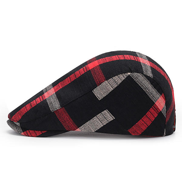 Herre Beret Flad Newsboy Hat Justerbar Irsk Cabbie Cap Åndbar Kørsel Jagthat (Sort)