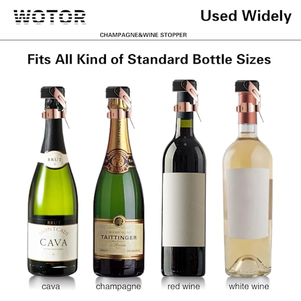 Rustfrit Champagne- og vinprop med silikone i fødevarekvalitet
