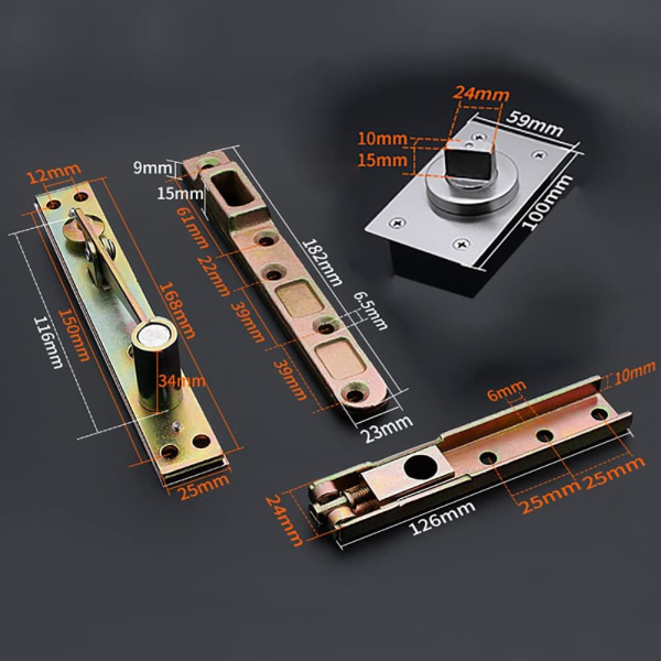 1 Set（A）Heavy Duty Hinges for Revolving Door Load 150kg Concealed