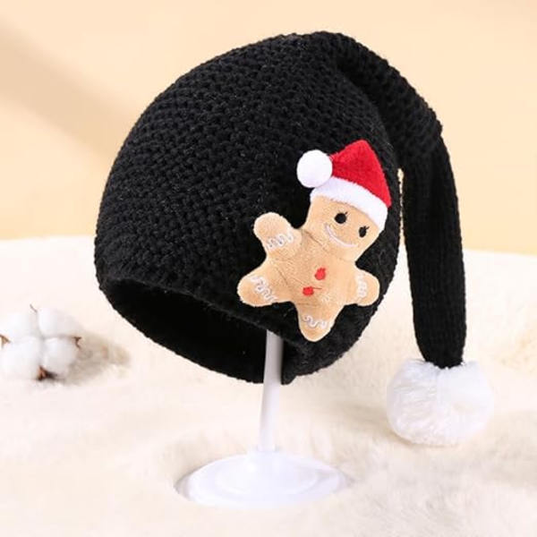 Svart julhatt, baby 1-4 år, vinterhatt, julmotiv