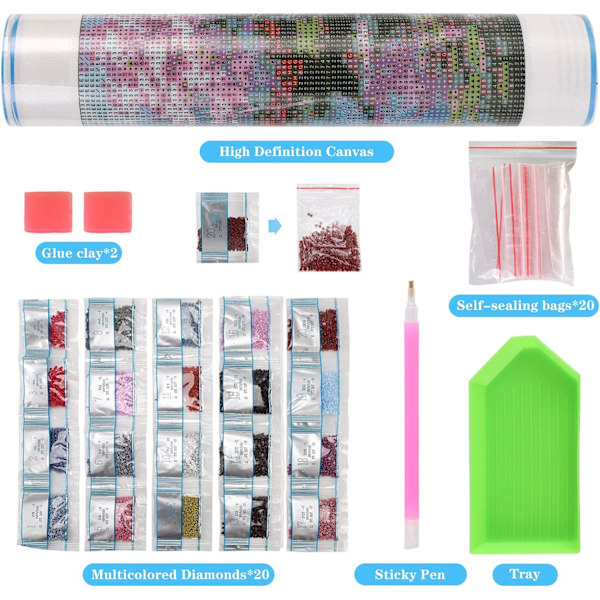 （51）2 stk. DIY diamantmaleri julekit, 5D julebroderi