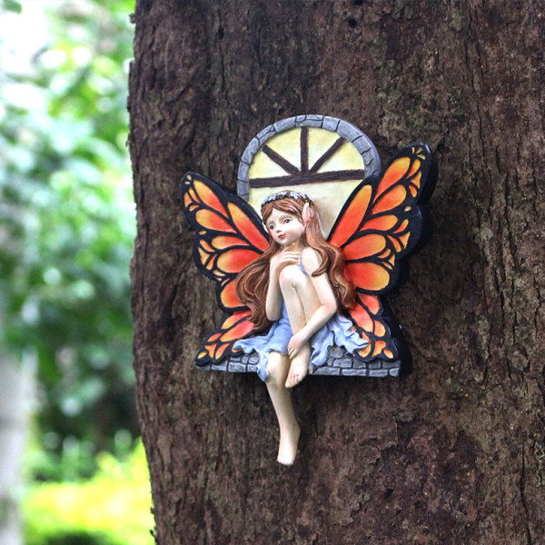 Ljus Butterfly Fairy Tree Hängande Kreativ Harts Trädgård Yard