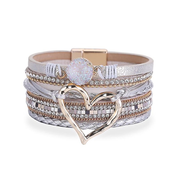 Love Woven Bracelet Bohemian Multi Layer Bracelet Leather Bracelets Silver