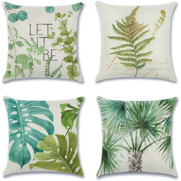 4 stk 45 x 45 cm putetrekk, putetrekk i polyester og lin