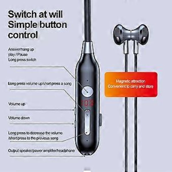 Langattomat Bluetooth-kaulapannan kuulokkeet mikrofonilla, stereokuulokkeet