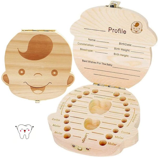 Baby Tänder Spara Box, Baby Tänder Box Spara Organizer Mjölktänder Box Trä Tand Minnessak Box För Baby Barn Mjölktänder（Pojke）