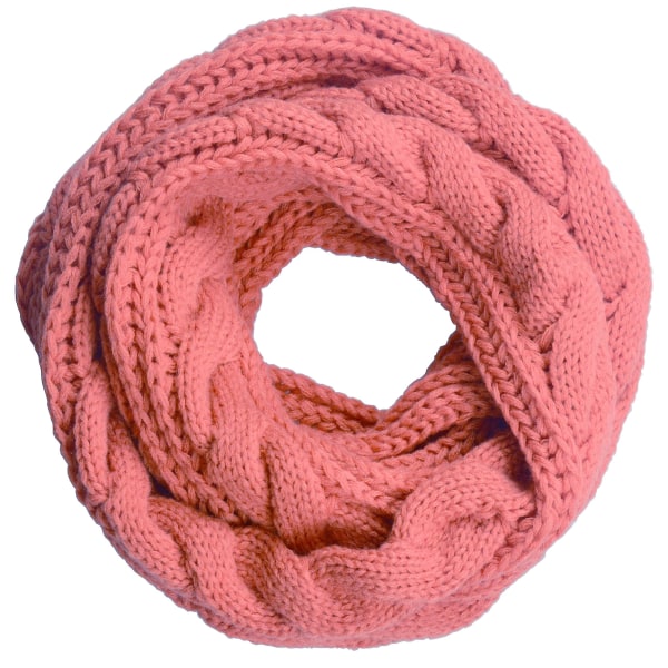 Dam vinter stickad infinity halsduk mode tjock varm cirkel loop halsdukar（Rosa）