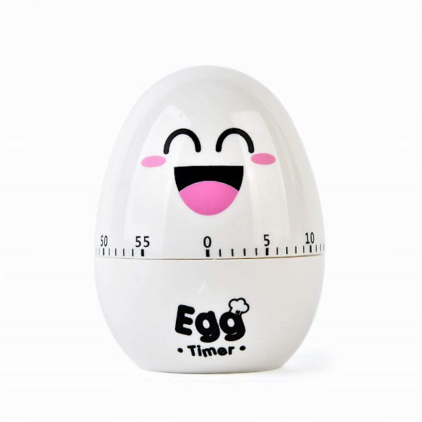Søt kjøkken egg timer 60 minutter tegneserieformet mekanisk alarm nydelig tidsstyring brukt til matlaging, baking（hvit）