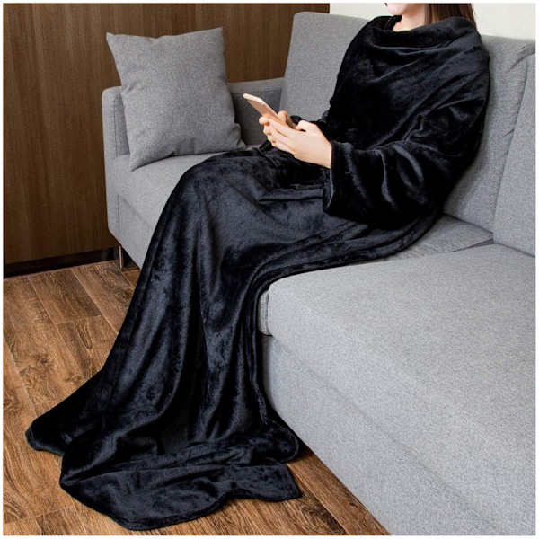 Erme-teppe med ermer Vintermyk Sherpa veid sofa teppe