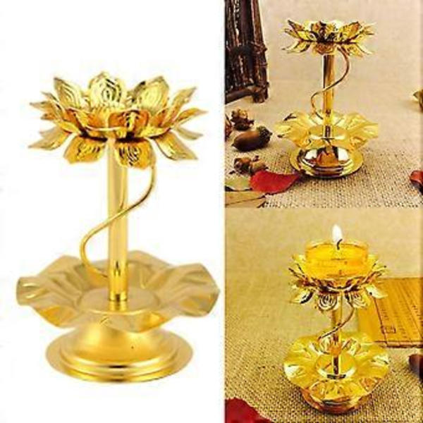 Dekorativt Ljusstake 4 Tum Legering Blomma Bladform Perfekt för Bröllop Andliga Buddhister Samlingsmaterial