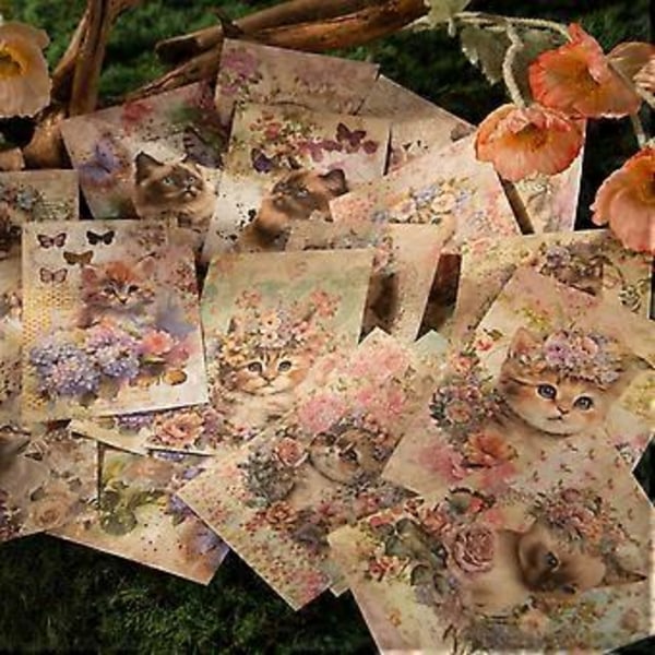 30 Ark Dekorationsmaterial Papper Fint Mönster Scrapbooking Dekorativt Papper för Dagbok Mobilskal Planerare