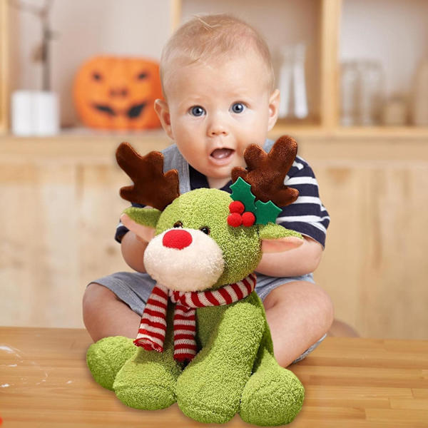 Grønn reinsdyr bamse, 27cm julebamse, jul