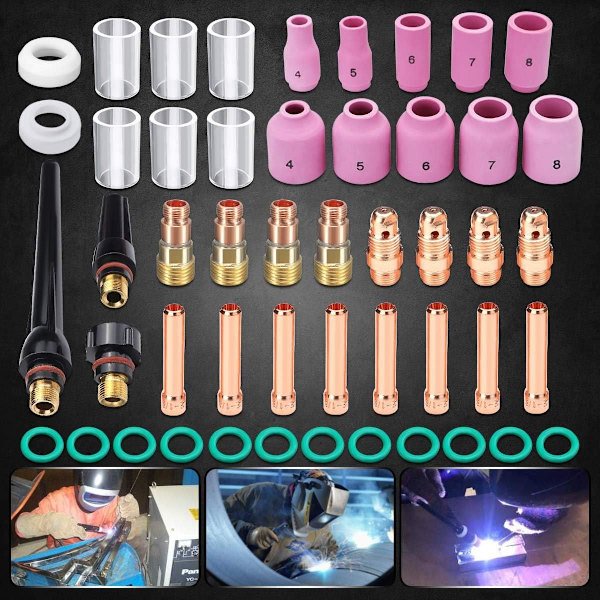 Svejsning Brænder 49 PCS TIG Gas Linse Kit, Wolfram Gas Linser Svejsning