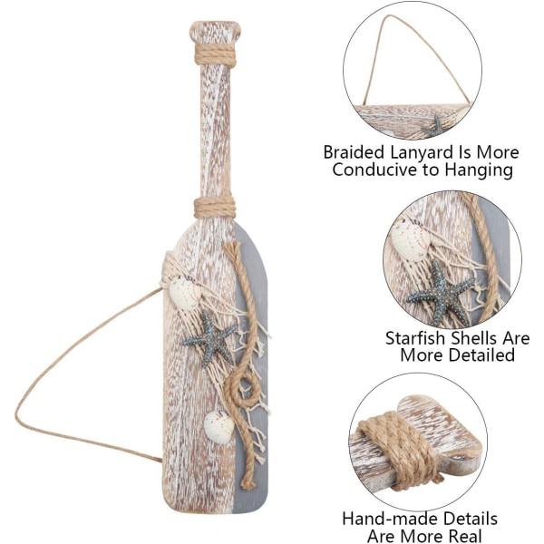 1 stk. 40 cm trædekorationspagaj med søstjerner og skaller til nautisk