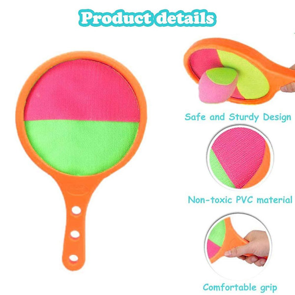 Orange Paddle Catch Ball Racket Set Sport Game Toys Toss Set Disc Paddle Tennis Game Sucker