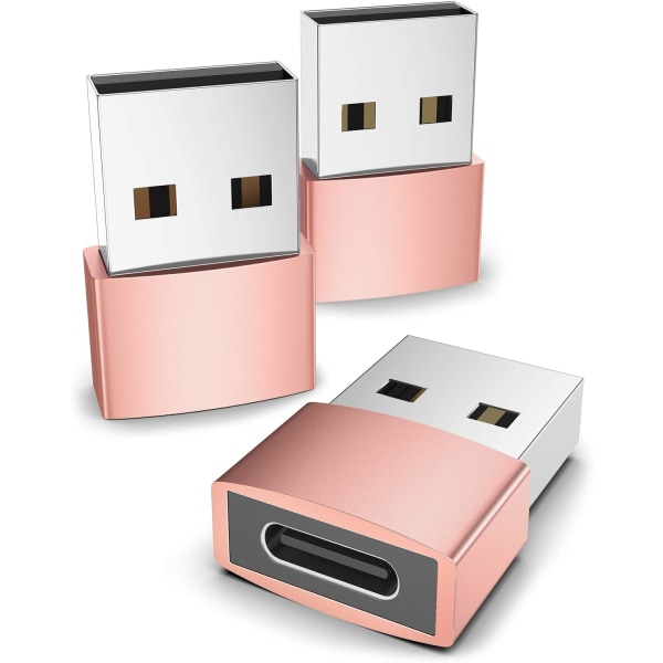 3 pakke USB C hunn- til USB A-hanneadapter, Type C-laderkabel C