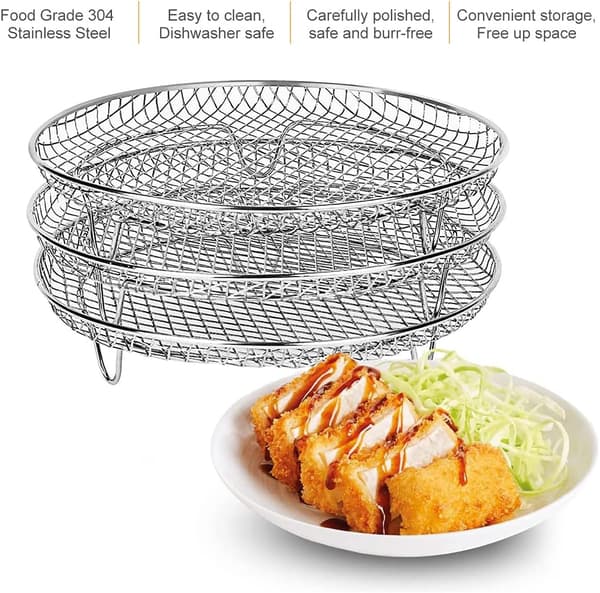 Airfryer-stativer 3-lags stabelbare dehydratorstativer i rustfrit stål