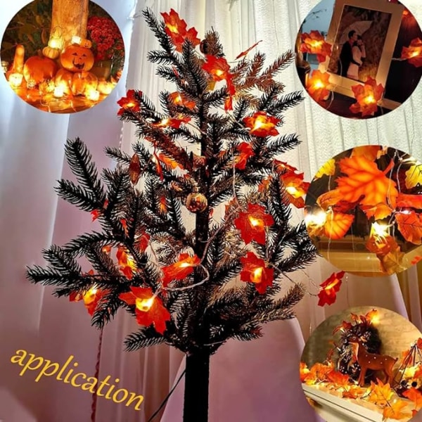 Efterårsguirlande, Efterårsdekoration, 20 strenglys, Efterårsblade, Julehalloween-dekoration, Thanksgiving-dekoration, Vægdekoration