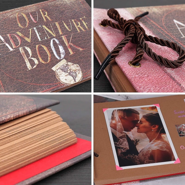 Vårt äventyrsalbum Pixar Up Handgjord DIY Familjeskrapa Fotoalbum Expanderbar 10,6x7,5 tum 80 sidor