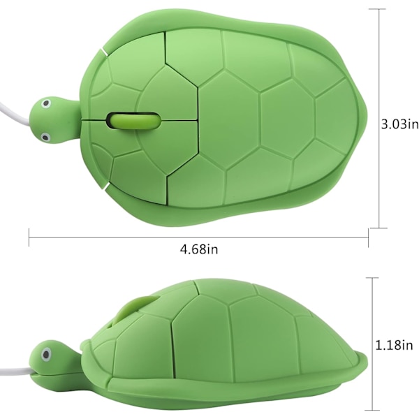 Sød dyrecomputermus med ledning i mini skildpaddeform