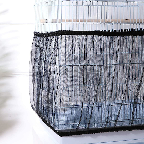 Fuglebur Beskyttende Net, Fuglebur Net, Nylon Bur Dækning Elastisk Mesh Luftig Fuglebur Beskyttende Dækning Anti-støv Seed Catcher Pet Produkt Størrelse L
