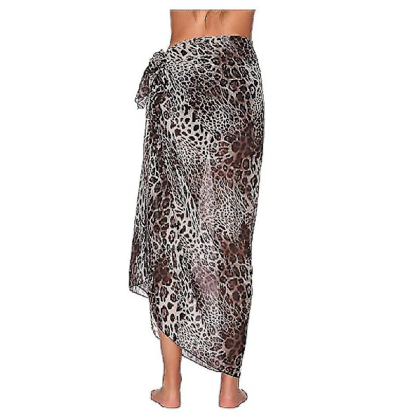 Kvinde Strand Sarong Pareo Chiffon Bikini Wrap Nederdel Cover Up Til Badetøj Leopard Print