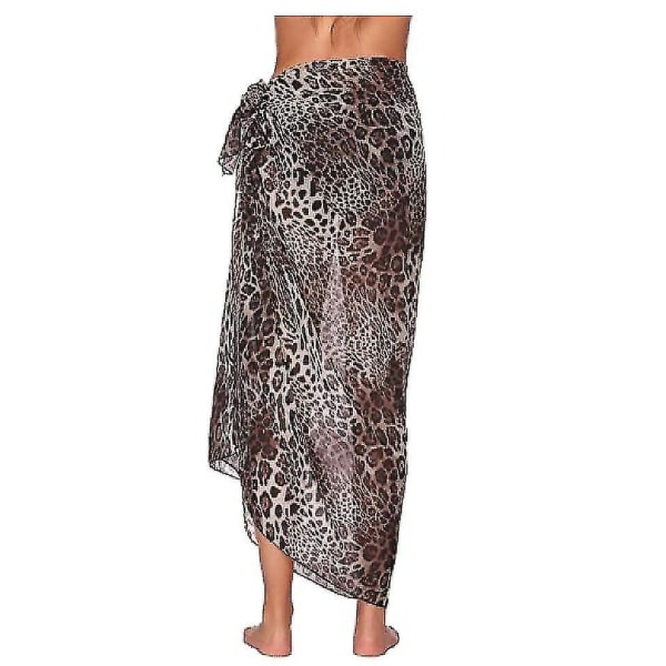 Kvinnors Strand Sarong Pareo Chiffon Bikini Wrap Kjol Cover Up För Badkläder Leopard Print