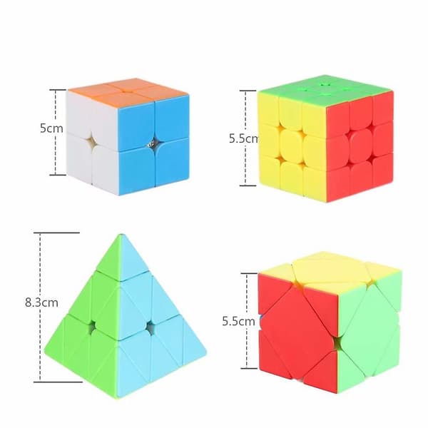 Speed Cube Sett, Cube Bundle 2x2 3x3 Pyramide og Skew Speed Cube Magisk Glatt Cube Puslespill Leke For Barn [4 Pakke]