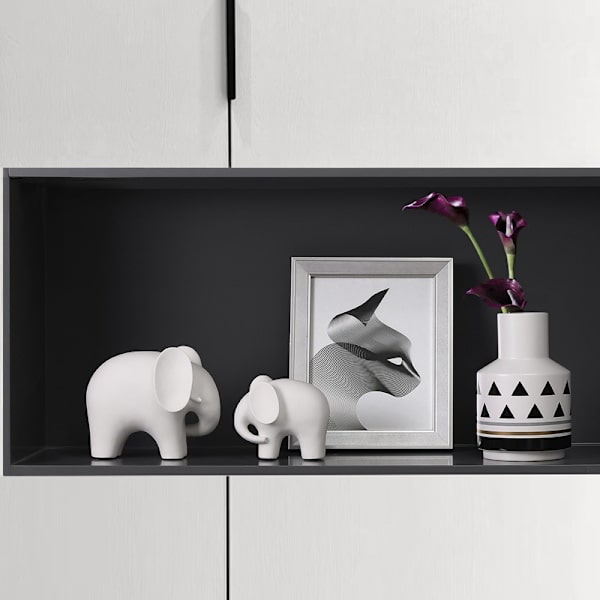 Hvide elefant ornamenter, dyreindgangs ornamenter, 12x14cm