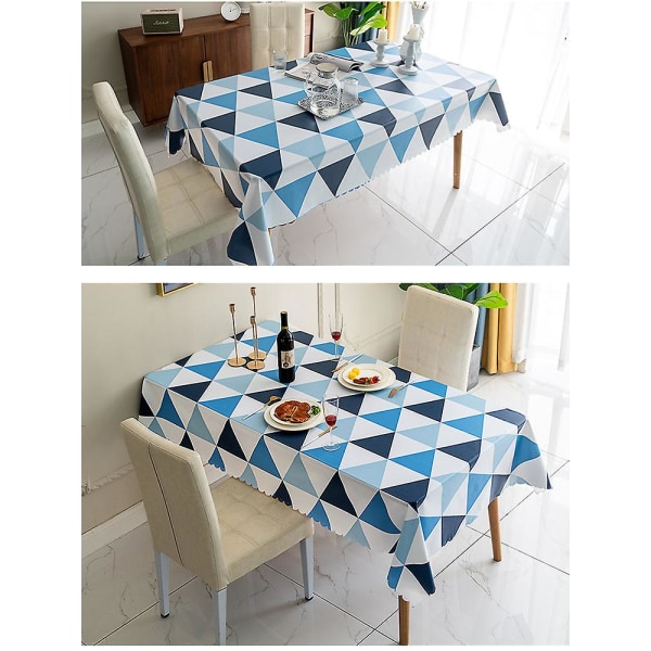 Bordsduk Geometriska Former Triangel Modern Mönster Rektangulär Fyrkantig Fällbar Bordsduk（Blå）