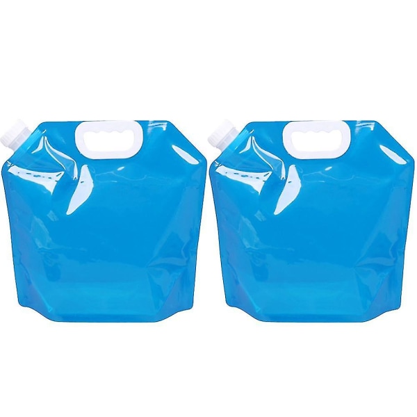 2 stk sammenleggbar vannbeholderpose med tapp for campingvandring (blå)