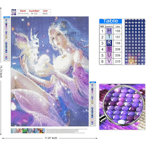 DIY 5D Aikuisen Timanttimaalaussetti Violetti Haltija ja Peto Timantti