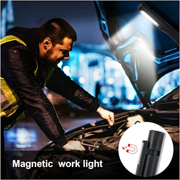 Oppladbar LED arbeidslampe, 2 stk 350 lumen COB mekanikerlampe