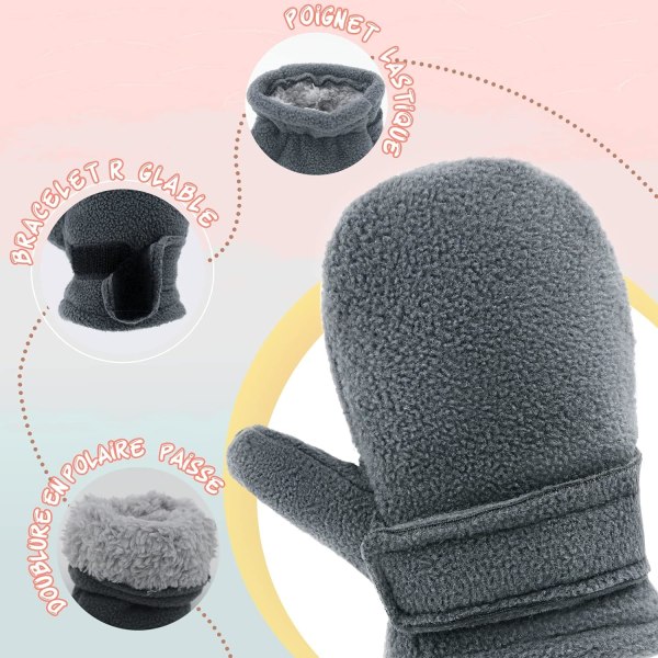 Baby Vinterhandsker Fleeceforet Varme og Bløde Justerbare Udendørs